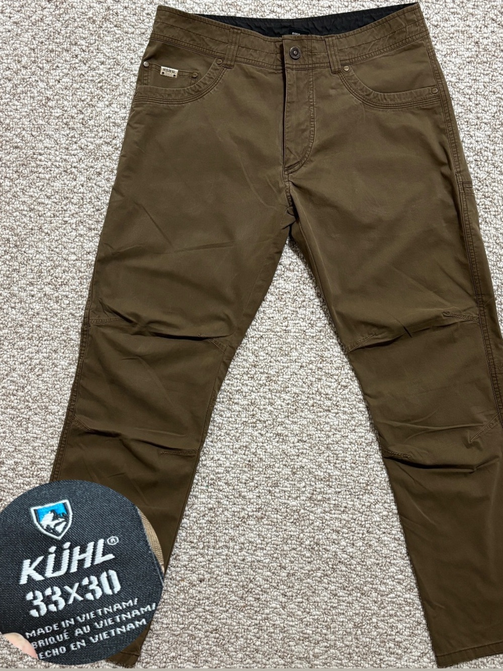 Kuhl Vintage Patina Dye Mountain Pants Mens 33x30 Brown Hiking Utility